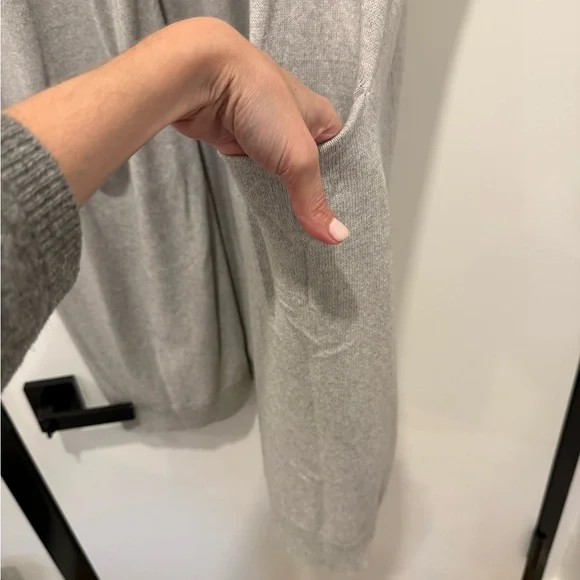 Lafayette 148 New York Light Gray Open-Front Short-Sleeve Cardigan with Pockets - Picture 4 of 7